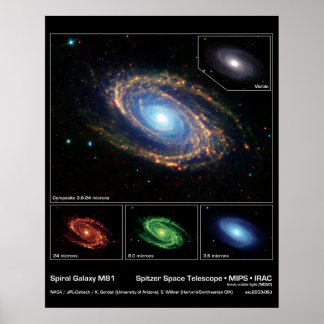 Spiral Galaxy M81 - Spitzer Space Teleskop Poster