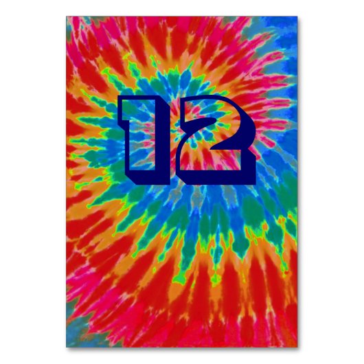 Spiral Gefärbte Krawatte Hochzeittisch Zwölf Tischnummer (Rückseite)