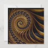 Spiral Gold Fraktal Hochzeitseinladung Einladung (Rückseite)