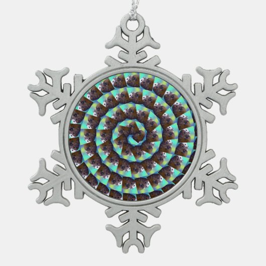 Spiral Guinea Pig Pattern, Schneeflocken Zinn-Ornament (Vorderseite)
