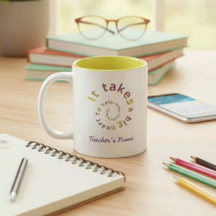 Spiral-Herz-Lehrer-Kaffeetasse - Personalisierbar Zweifarbige Tasse