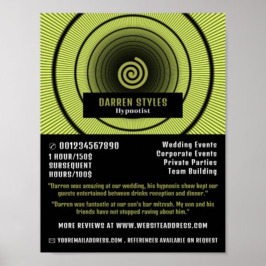 Spiral Hypnosis, Hypnotist Event Entertainer Poster (Vorne)