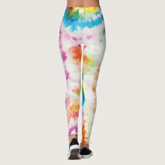 Spiral-Krawatte, Regenbogenförmige Muster Leggings (Rückseite)