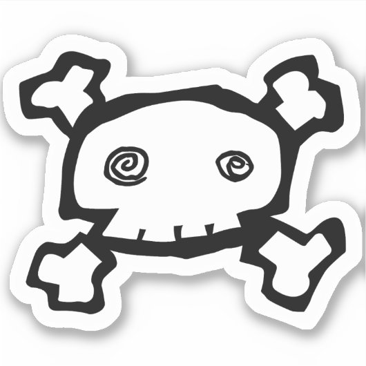 Spiral-Mit Augen Schädel und Kreuzknochen Aufkleber (Vorderseite)