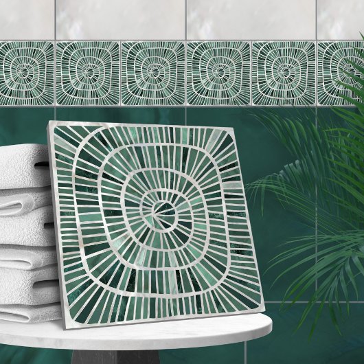 Spiral Mosaic - Pine und Jade Green Fliese