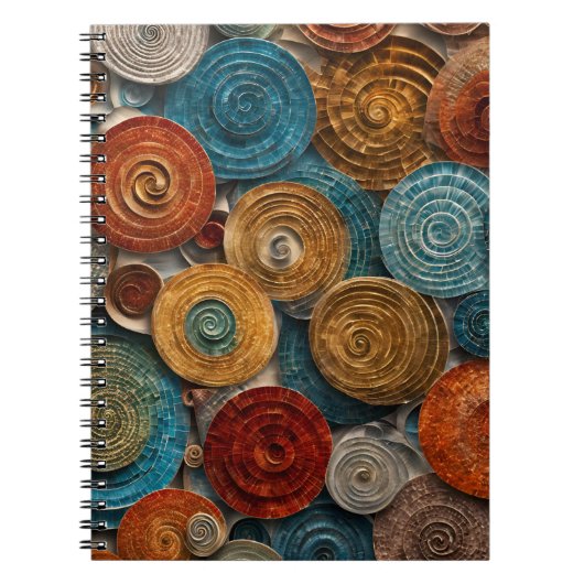 Spiral-Mosaik-Notebook - Erdliche und ogene Töne Notizblock (Vorderseite)