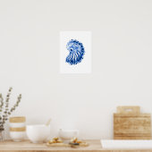 Spiral-Muschel, Indigoblau und Weiß Poster (Küche)