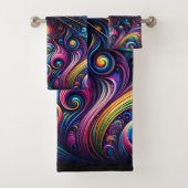Spiral Mystic Galaxy Rainbow Cat Badhandtuch Set (Insitu)