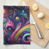 Spiral Mystic Galaxy Rainbow Cat Geschirrtuch (Viertel Falte)