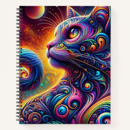 Spiral Mystic Galaxy Rainbow Cat Notizblock