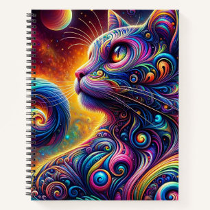 Spiral Mystic Galaxy Rainbow Cat Notizblock