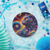 Spiral Mystic Galaxy Rainbow Cat Pappteller (Party)