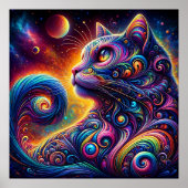 Spiral Mystic Galaxy Rainbow Cat Poster (Vorne)