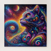 Spiral Mystic Galaxy Rainbow Cat Puzzle (Vertikal)