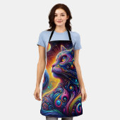 Spiral Mystic Galaxy Rainbow Cat Schürze (Getragen)