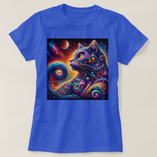 Spiral Mystic Galaxy Rainbow Cat T-Shirt (Design vorne)