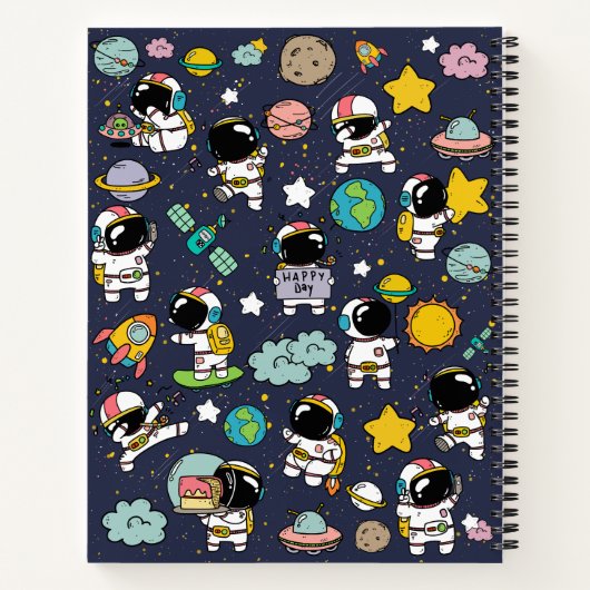 Spiral NotebooAstronaut WeltraumCartoon k Notizblock (Rückseite)