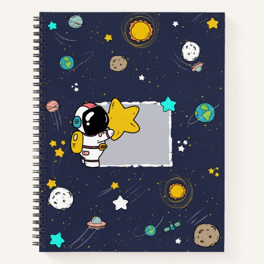 Spiral NotebooAstronaut WeltraumCartoon k Notizblock (Vorderseite)