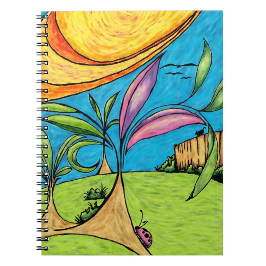 Spiral-Notebook, Backyard Summer Fun Doodle Notizblock (Vorderseite)