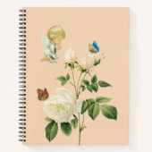 Spiral Notebook Beige Angel Floral Butterfly Notizblock (Vorderseite)
