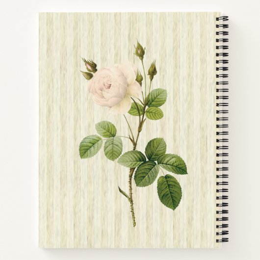 Spiral Notebook Beige Rose Floral Notizblock (Rückseite)