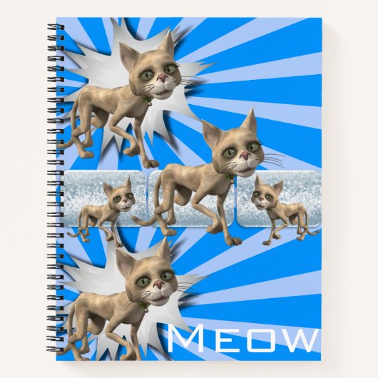 Spiral Notebook Blue Cats Meow Notizblock (Vorderseite)