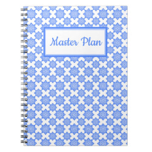 Spiral Notebook Blue Fliesenprint Notizblock