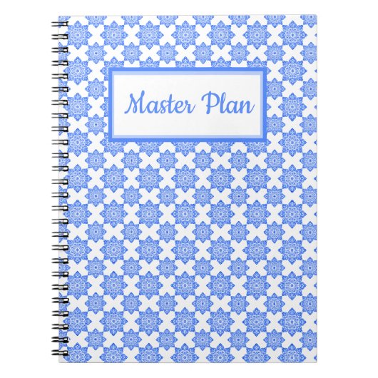 Spiral Notebook Blue Fliesenprint Notizblock (Vorderseite)