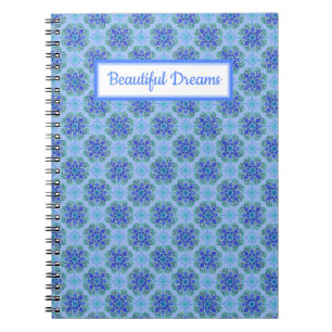 Spiral Notebook Blue Fliesenprint Notizblock