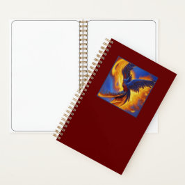 Spiral Notebook Blue Phoenix, Dark Red Notebook Notizblock
