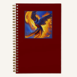 Spiral Notebook Blue Phoenix, Dark Red Notebook Notizblock