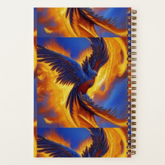Spiral Notebook Blue Phoenix, farbiges Notebook Notizblock (Rückseite)