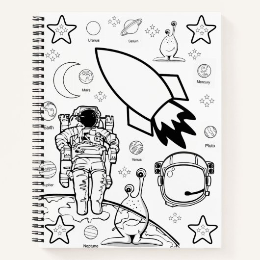 Spiral Notebook Coloring Astronaut Notizblock (Vorderseite)