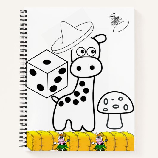 Spiral Notebook Coloring Giraffe Mushroom Notizblock (Vorderseite)