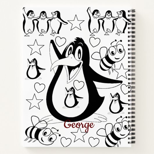 Spiral Notebook Coloring Penguin Notizblock (Rückseite)