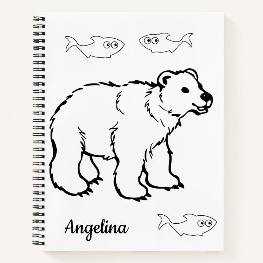 Spiral Notebook Coloring Polar Bear Fish Notizblock (Vorderseite)