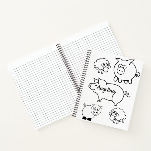 Spiral Notebook Coloring Schweine und Lämmer Notizblock (Innenseite)