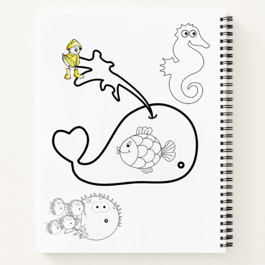 Spiral Notebook Coloring Whale Fish Notizblock (Rückseite)