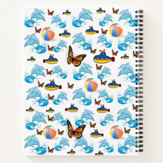 Spiral Notebook Dolphin Butterfly Notizblock (Rückseite)