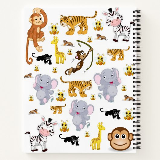Spiral Notebook Elephant Tiger Monkey Notizblock (Rückseite)