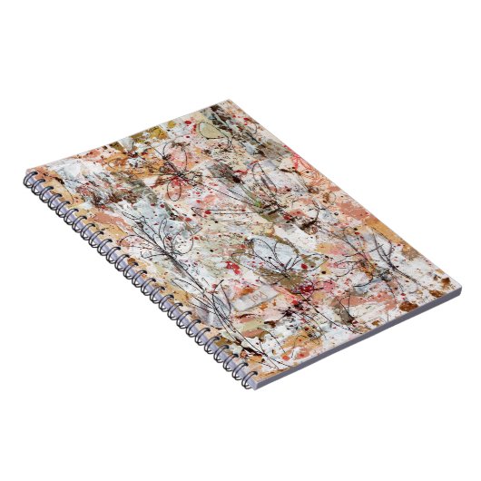 Spiral notebook featuring mixed media artwork. notizblock (Rechte Seite)