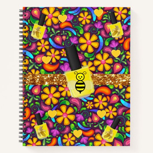 Spiral Notebook Gelbe Hummel Blüte Notizblock (Vorderseite)