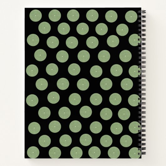 Spiral Notebook Green Circles Black Notizblock (Rückseite)