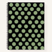 Spiral Notebook Green Circles Black Notizblock (Vorderseite)