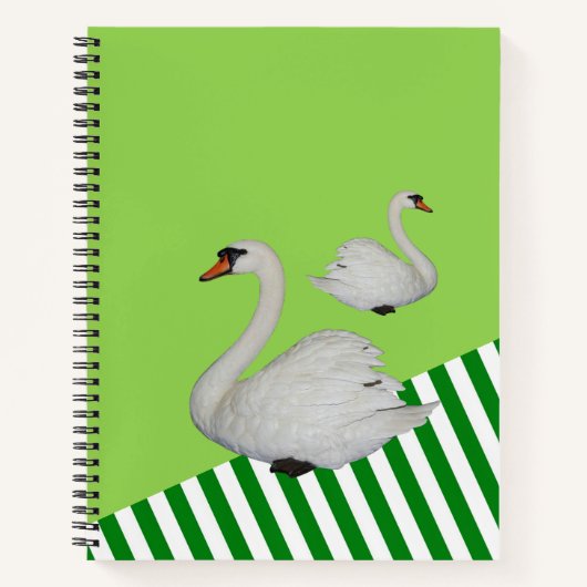 Spiral Notebook Green Stripe Swan Notizblock (Vorderseite)