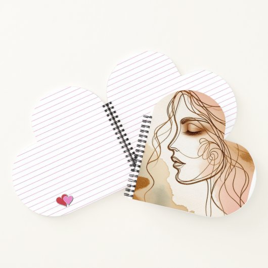 Spiral Notebook Herzform mit Line Art Notizblock (Innenseite)