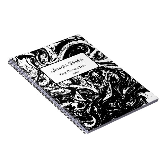 Spiral-Notebook im Stil Schwarzweiß-Marmor Notizblock (Rechte Seite)