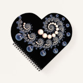 Spiral Notebook in Elfenbein und Blue Pearl Heart Notizblock (Vorderseite)