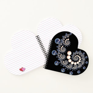 Spiral Notebook in Elfenbein und Blue Pearl Heart Notizblock