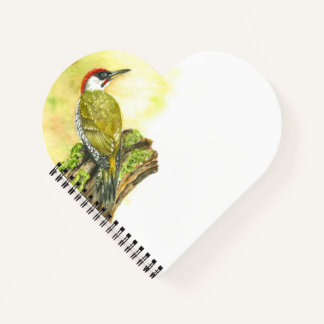 Spiral-Notebook in Herzform mit Watercolor Green Notizblock